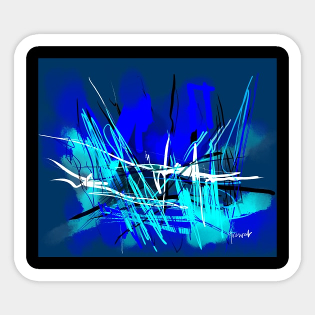 Blue and white Sticker by sukhpalgrewal